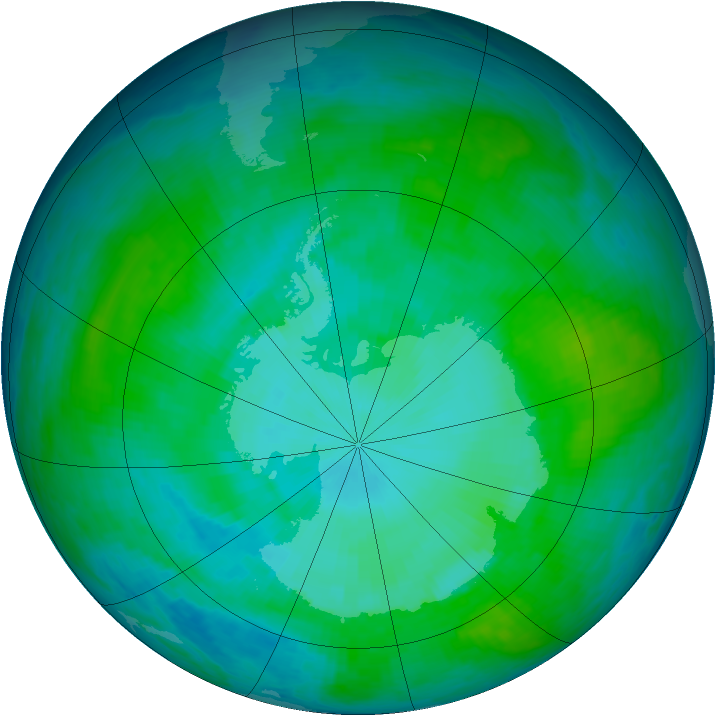 Antarctic ozone map for 07 January 1986